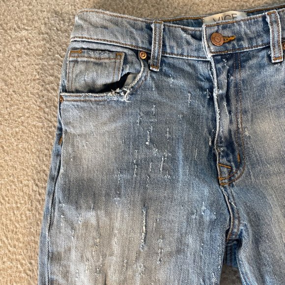 Vice Deconstructed Jeans Womens 28 Raw Hem Blue Denim Distressed - Picture 2 of 11
